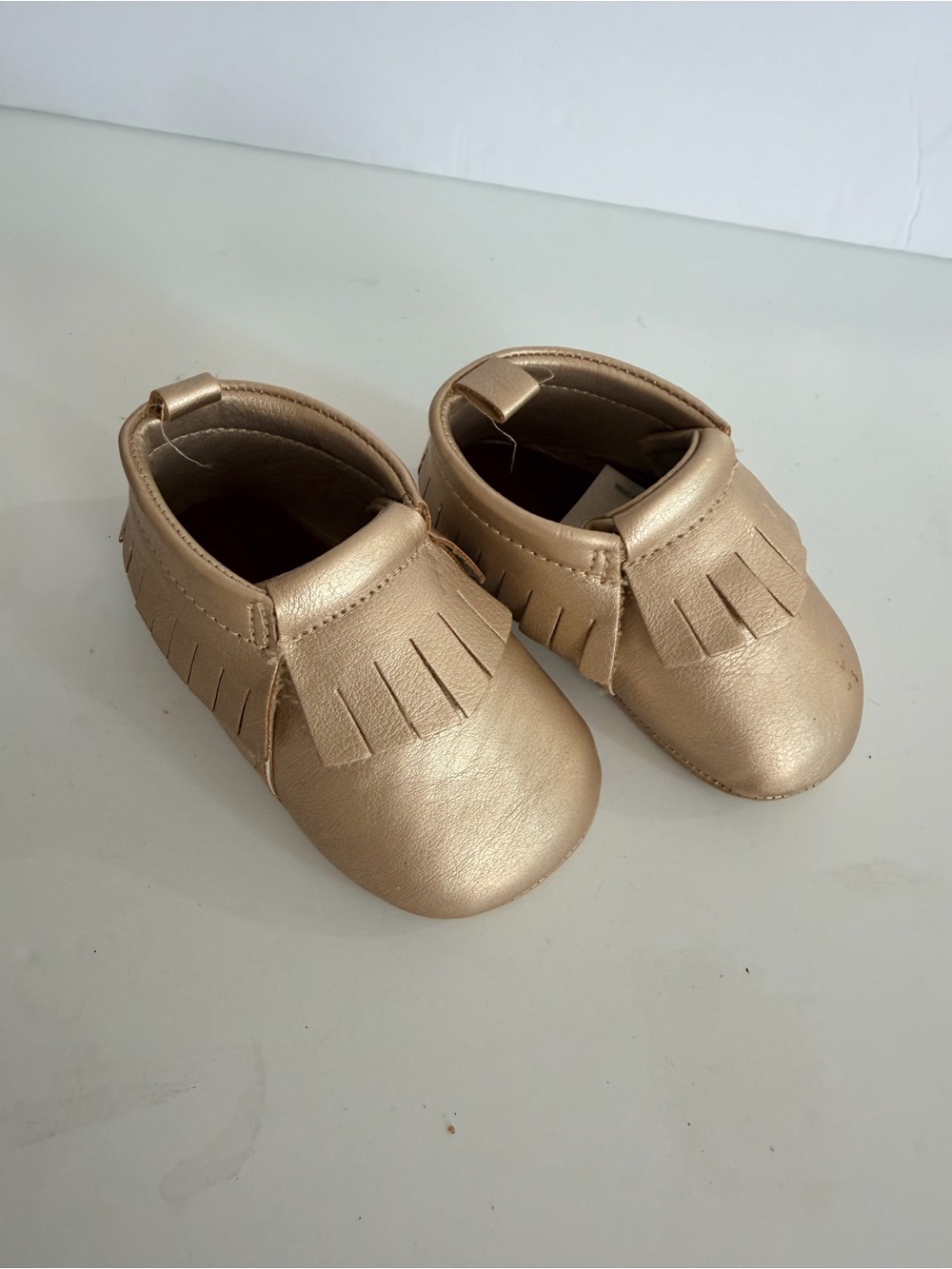 Baby Fringe Moccasins - Gold Crib Shoe